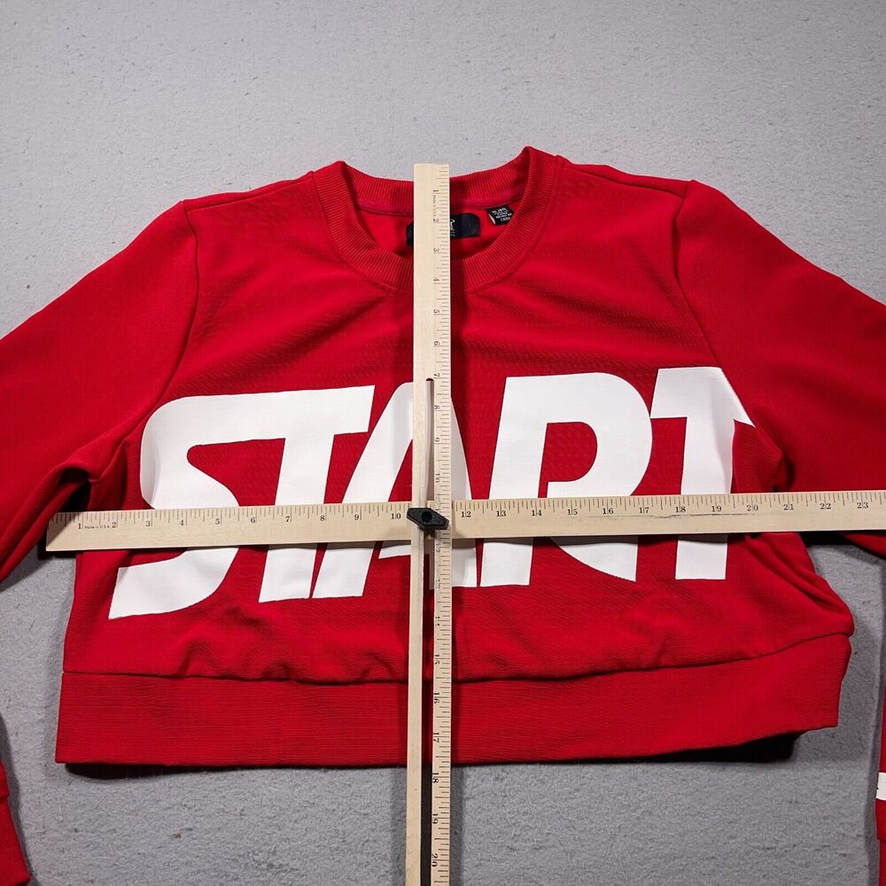Starter‎ Sweatshirt Women XL Crop Sweater Red SPELLOUT Long Sleeve - Picture 4 of 10